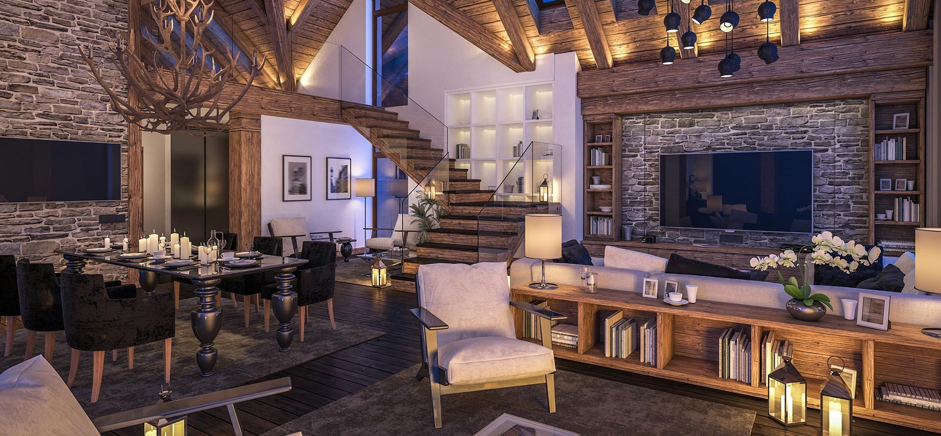 Haus mit Holzeinrichtung